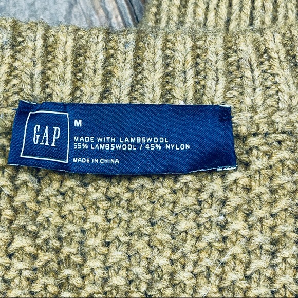 GAP Marl Chunky CA Moss Lambswool Knitted Sweater Size M - Picture 4 of 13